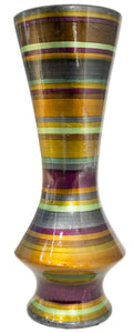 24" Ceramic Floor Vase - Ceramic, Lacquered In Eggplant, Bronze, Gold, Green, Copper And Pewter