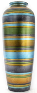 24" Ceramic Water Jug Floor Vase - Ceramic, Satin In Blue, Green, Gold, Copper And Pewter