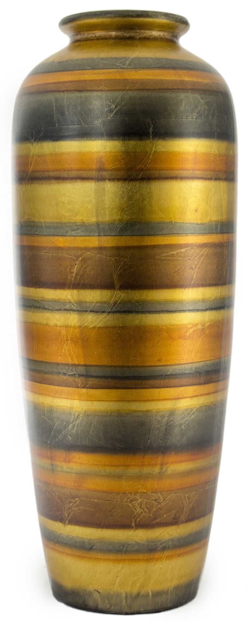 24" Ceramic Water Jug Floor Vase - Ceramic, Satin In Gold. Copper, Bronze And Pewter