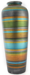 20" Ceramic Water Jug Floor Vase - Ceramic, Satin In Blue, Green, Gold, Copper And Pewter