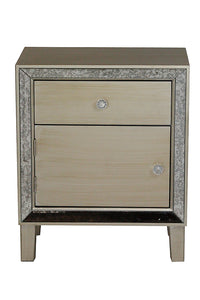 Champagne Wood Accent Cabinet with a Door, a Drawer and Antique Mirrored Glass