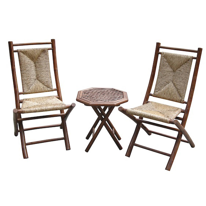 Bamboo Brown/Natural Paint Finish Beautiful Chair Table Set With 3-Piece Outdoor Conversation