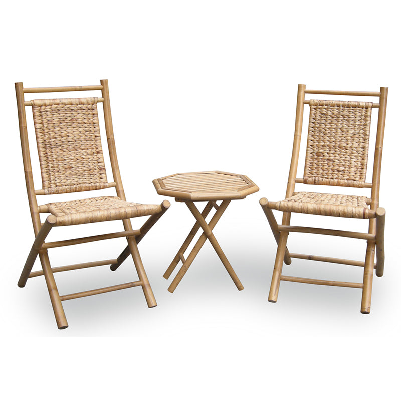 36" Natural Bamboo Sea Grass Weave 2 Chairs and a Table Bistro Set
