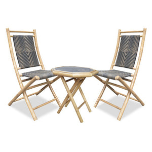 36" Natural Bamboo Resin Weave 2 Chairs and a Table Bistro Set