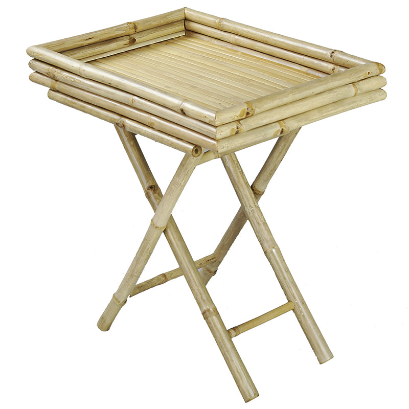 25" Natural Bamboo Folding Tray Table