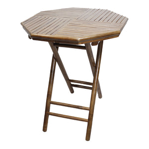 30" Natural and Tan Brown Bamboo Octagonal Folding End Table