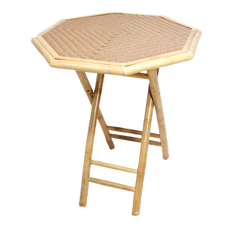 30" Natural and Tan Bamboo Octagonal Folding End Table