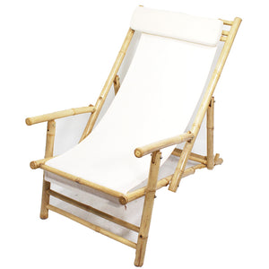 37.5" 2 Natural and White Bamboo Folding Sling Armchairs