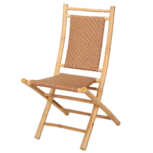 36" Natural/Tan Bamboo Folding Chair with a Diamond Weave