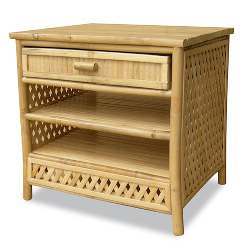 23" Natural Bamboo End Table with a Drawer and 2 shelves