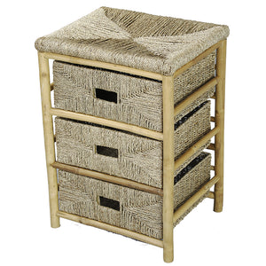 26" Bamboo Frame Storage Cabinet with 3 Baskets