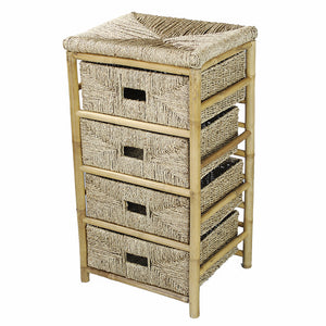 Bamboo Frame Storage Cabinet with 4 Baskets