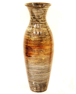 29" Spun Bamboo Floor Vase - Bamboo In Distressed Gold