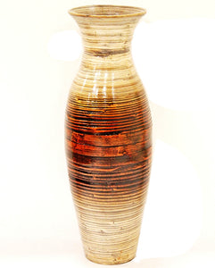 29" Spun Bamboo Floor Vase - Bamboo In Cream And Orange