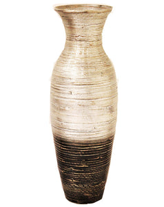 29" Spun Bamboo Floor Vase - Bamboo In Distressed Silver And Black