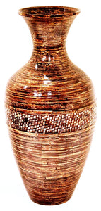 25" Spun Bamboo Floor Vase - Bamboo In Distressed Brown