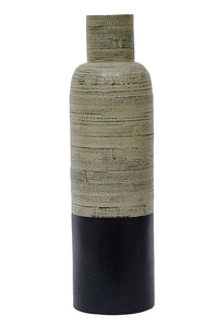 24" Spun Bamboo Bottle Vase - Bamboo In Distressed Mudd & Matte Black