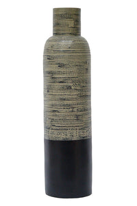 30" Spun Bamboo Bottle Vase - Bamboo In Distressed Mudd & Matte Black