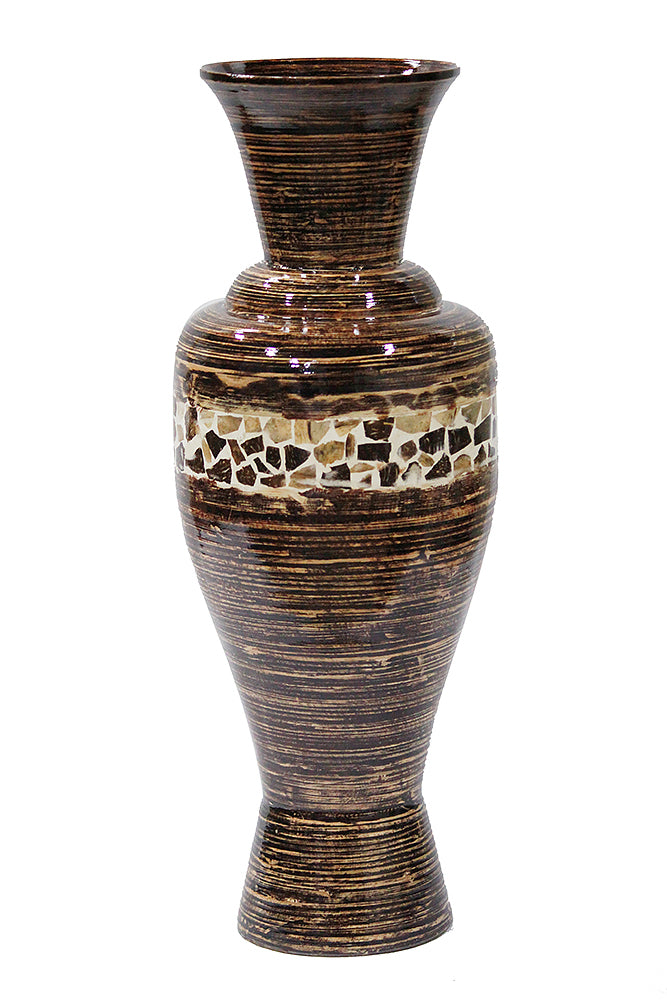 29" Spun Bamboo Floor Vase - Bamboo In Distressed Brown