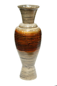 29" Spun Bamboo Floor Vase - Bamboo In Cream And Orange