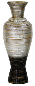 29" Spun Bamboo Floor Vase - Bamboo In Distressed Silver And Black