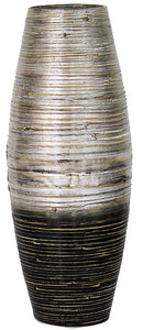 24" Spun Bamboo Vase - Bamboo In Distressed Silver And Black