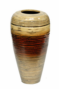 19" Spun Bamboo Vase - Bamboo In Cream And Orange