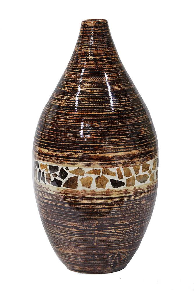 20 Spun Bamboo Vase - Bamboo In Distressed Brown