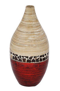 20 Spun Bamboo Vase - Bamboo In Natural Bamboo And Metallic