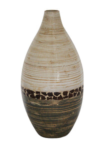 20 Spun Bamboo Vase - Bamboo In White And Gray W/ Coconut