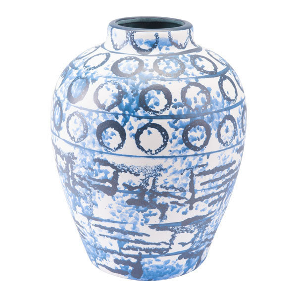 9.3" X 9.3" X 8.3" Blue And White Ceramic Vase