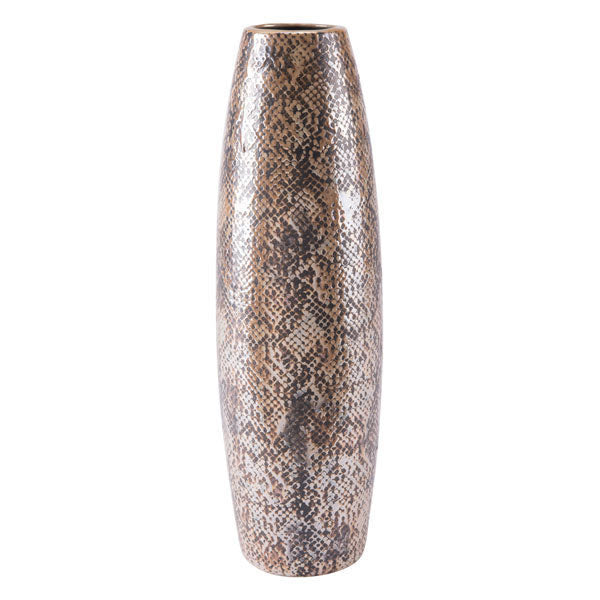 6.1" X 6.1" X 19.7" Brown Snake Skin Tall Vase