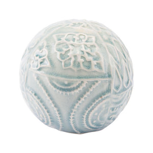 5.1" X 5.1" X 4.7" Blue Medallion Decorative Orb