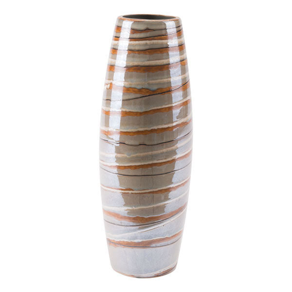 5.1" X 5.1" X 14" Versatile Lined Ceramic Vase