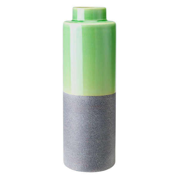 5.6" X 5.6" X 16.7" Green And Gray Stoneware Bottle