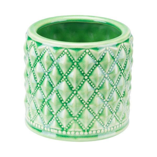 5.8" X 5.8" X 5.4" Jade Green Tufted Planter