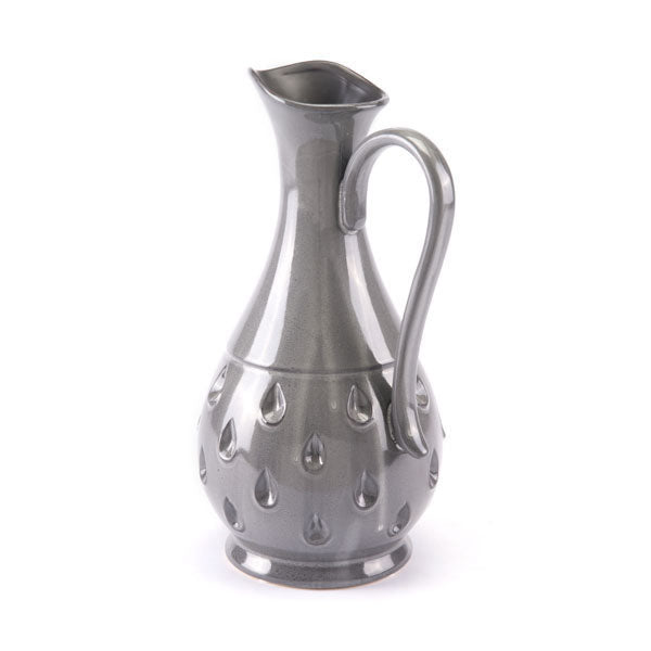 7.9" X 6.5" X 13.2" Gray Jar Or Pitcher With A Pineapple Design