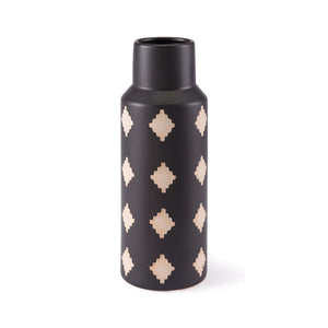 5.3" X 5.3" X 14.6" Black And Beige Ceramic Bottle