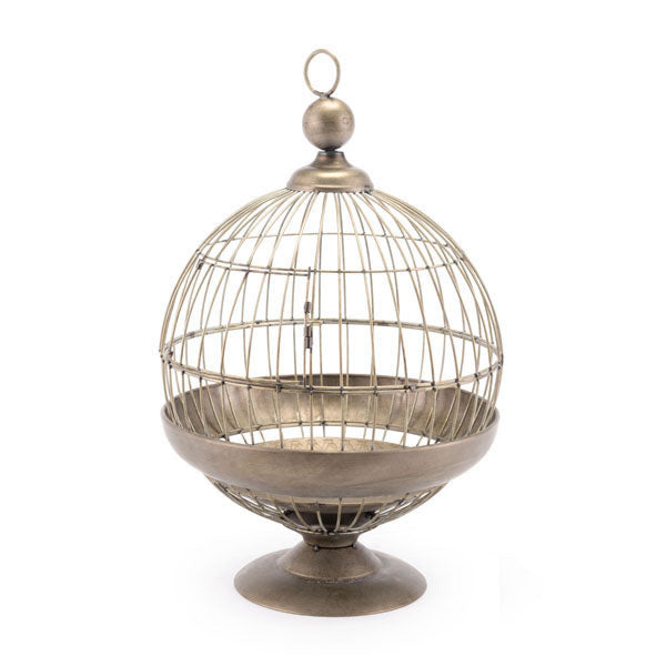 14" X 14" X 22.8" Round Gray Birdcage Candle Holder