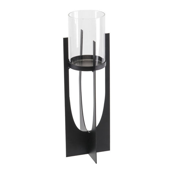 4.7" X 4.7" X 14.8" Black Steel Candle Holder