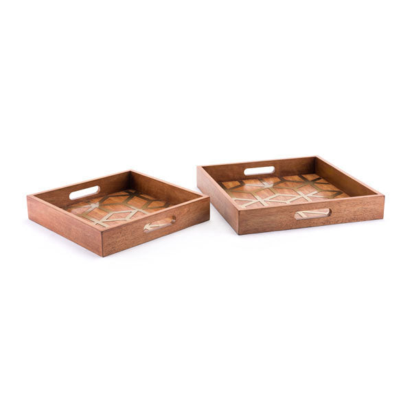 15.7" X 15.7" X 2.6" 2 Pcs Brown Trays