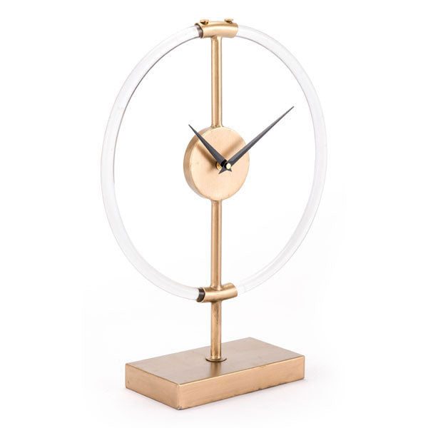 7.9" X 4.3" X 17.9" Amazing Clear Gold Clock