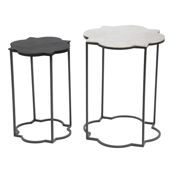 18.1" X 18.1" X 19.9" 2 Pcs Gold Tripod Nesting Tables