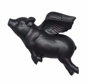 Remarkable Resin Flying Pig Wall Decor, Black