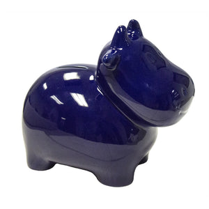 Elegantly Simple Ceramic Cow Bank Figurine, Blue