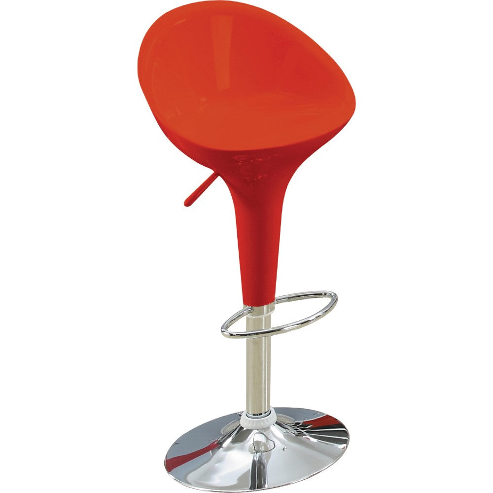 Adjustable Stool With Swivel, Set of 2, Red & Chrome