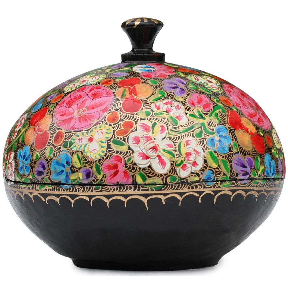 Paper Mache Handmade Multipurpose Candy Box In Kashmir Art Floral Motifs