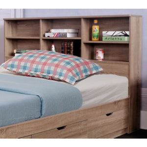 Elegant Brown Finish Full Size Bookcase Headboard With 6 Shelves