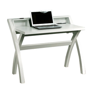 Sleek Contemporary Desk With Cross Legs, White