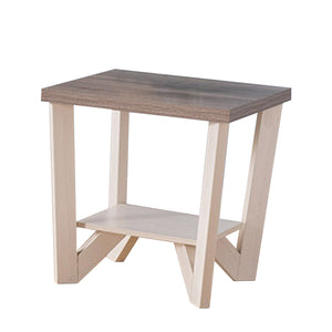 Well- Designed End Table With Display Shelf, White and Brown